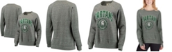 Pressbox Women's Heathered Gray Michigan State Spartans Edith Vintage-Like Knobi Pullover Sweatshirt